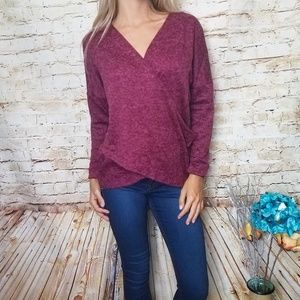 Fuzzy Wrap Overlap Sweater